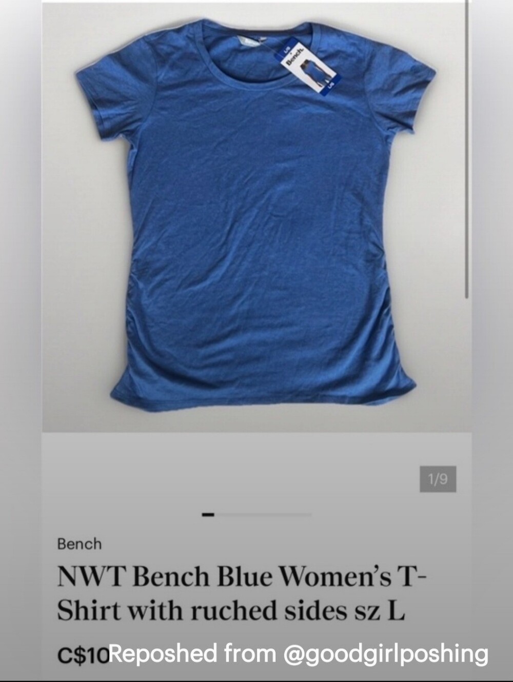 NWT Bench Women's T-Shirt with ruched sides - Size L